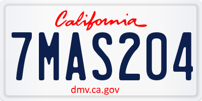 CA license plate 7MAS204