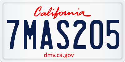 CA license plate 7MAS205