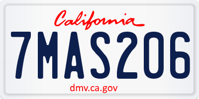 CA license plate 7MAS206