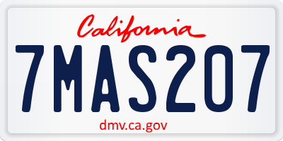 CA license plate 7MAS207