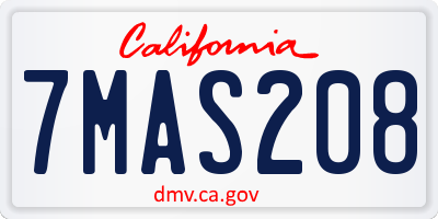 CA license plate 7MAS208