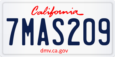 CA license plate 7MAS209