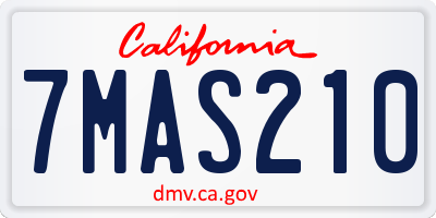 CA license plate 7MAS210