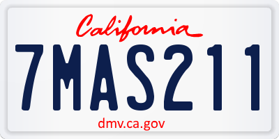 CA license plate 7MAS211