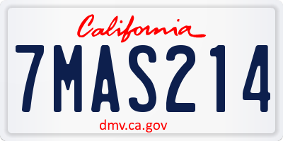 CA license plate 7MAS214