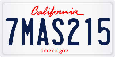 CA license plate 7MAS215