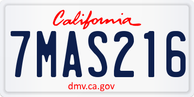 CA license plate 7MAS216