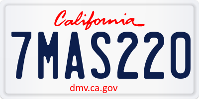 CA license plate 7MAS220