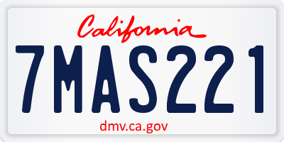 CA license plate 7MAS221
