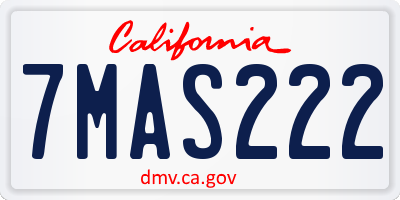 CA license plate 7MAS222