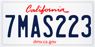 CA license plate 7MAS223
