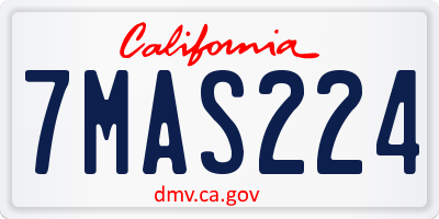 CA license plate 7MAS224