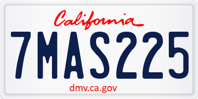 CA license plate 7MAS225