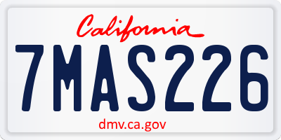 CA license plate 7MAS226
