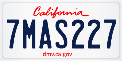 CA license plate 7MAS227