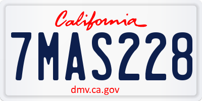 CA license plate 7MAS228