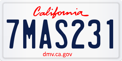 CA license plate 7MAS231