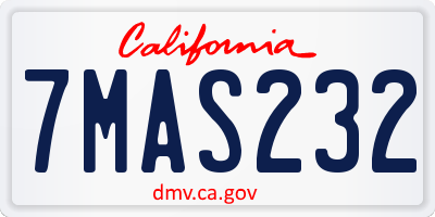 CA license plate 7MAS232