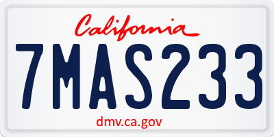 CA license plate 7MAS233
