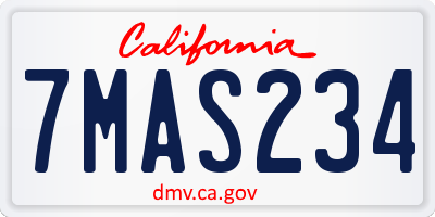 CA license plate 7MAS234
