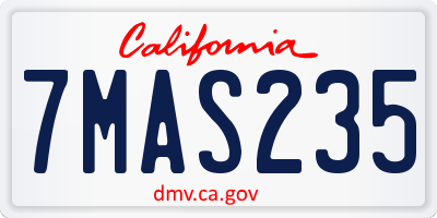 CA license plate 7MAS235