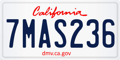 CA license plate 7MAS236