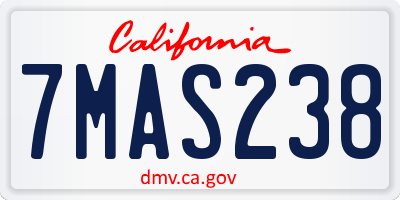 CA license plate 7MAS238