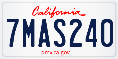 CA license plate 7MAS240