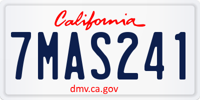 CA license plate 7MAS241