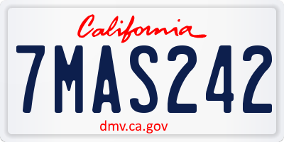 CA license plate 7MAS242