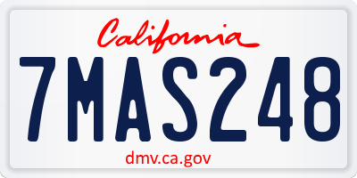 CA license plate 7MAS248