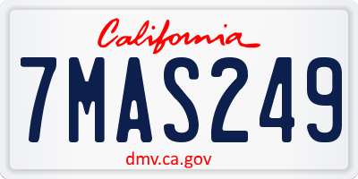 CA license plate 7MAS249