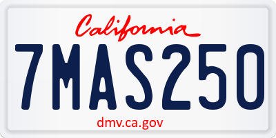 CA license plate 7MAS250