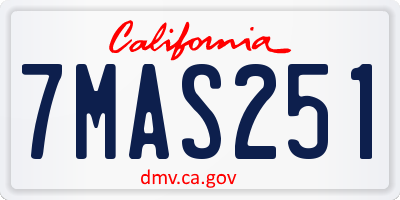 CA license plate 7MAS251