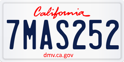 CA license plate 7MAS252