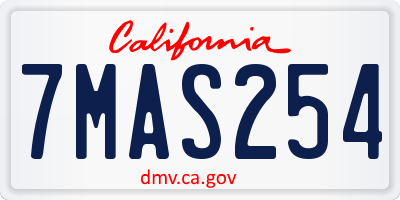 CA license plate 7MAS254