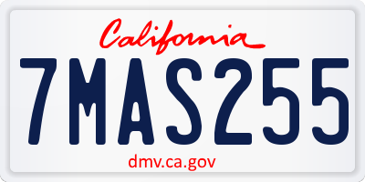 CA license plate 7MAS255