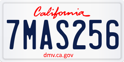 CA license plate 7MAS256