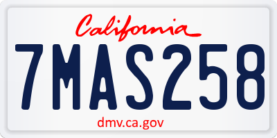 CA license plate 7MAS258