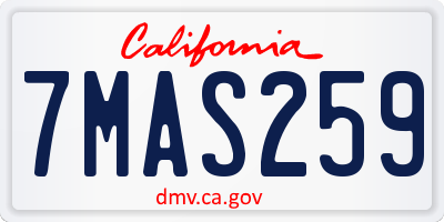 CA license plate 7MAS259