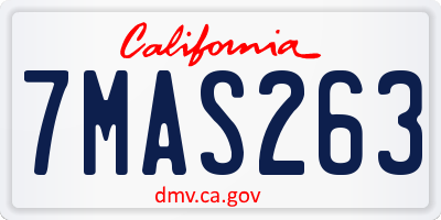 CA license plate 7MAS263