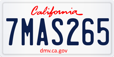 CA license plate 7MAS265