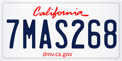 CA license plate 7MAS268