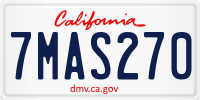 CA license plate 7MAS270