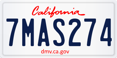 CA license plate 7MAS274