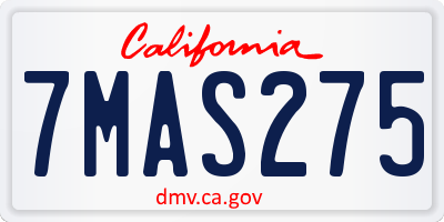 CA license plate 7MAS275