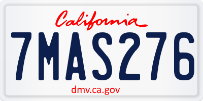 CA license plate 7MAS276
