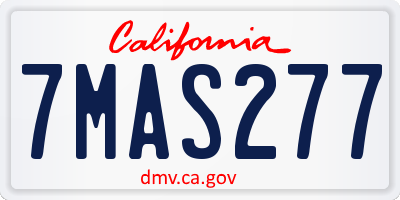 CA license plate 7MAS277