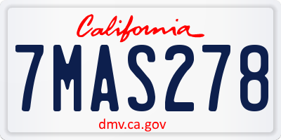 CA license plate 7MAS278