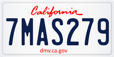 CA license plate 7MAS279